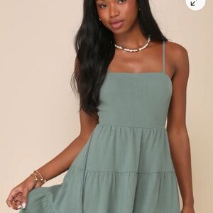 Lulu's Green Tiered Mini Sundress